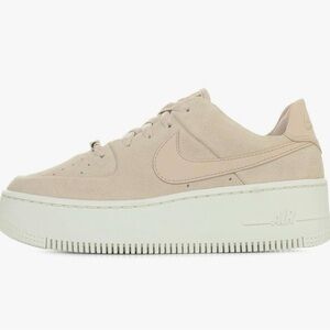 Nike Cream Platform Sneakers with Elevated Sole - Air Force 1 - Women's 9.5